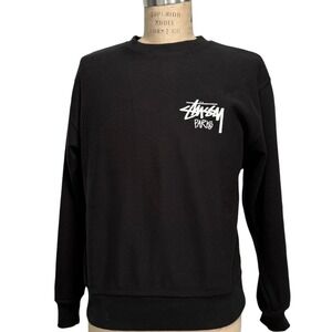 Stussy Paris Logo Crewneck Sweatshirt Black Mens Size S Crewneck